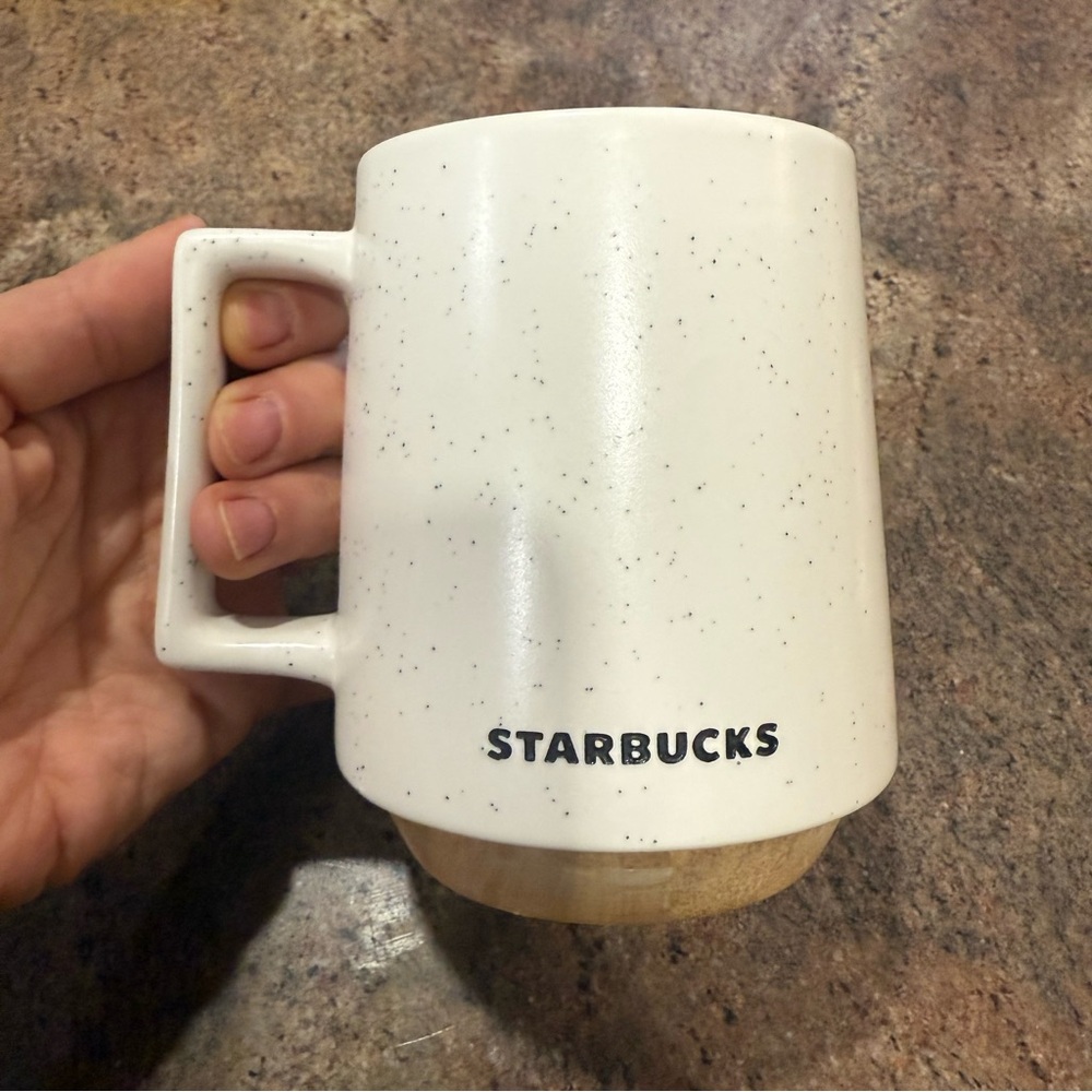 STARBUCKS 2017 Abbey Speckled White Stone Mug